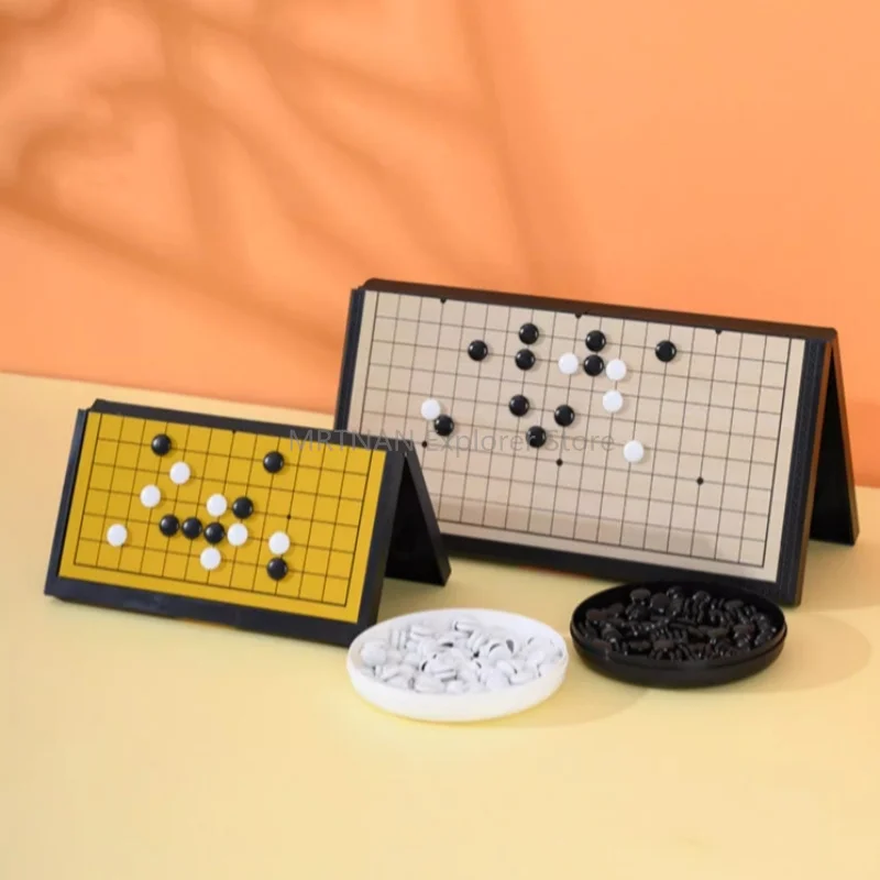 

Детская игра, портативная складная китайская Шахматная Магнитная шахматная доска Weiqi, игра-головоломка для путешествий, активного отдыха
