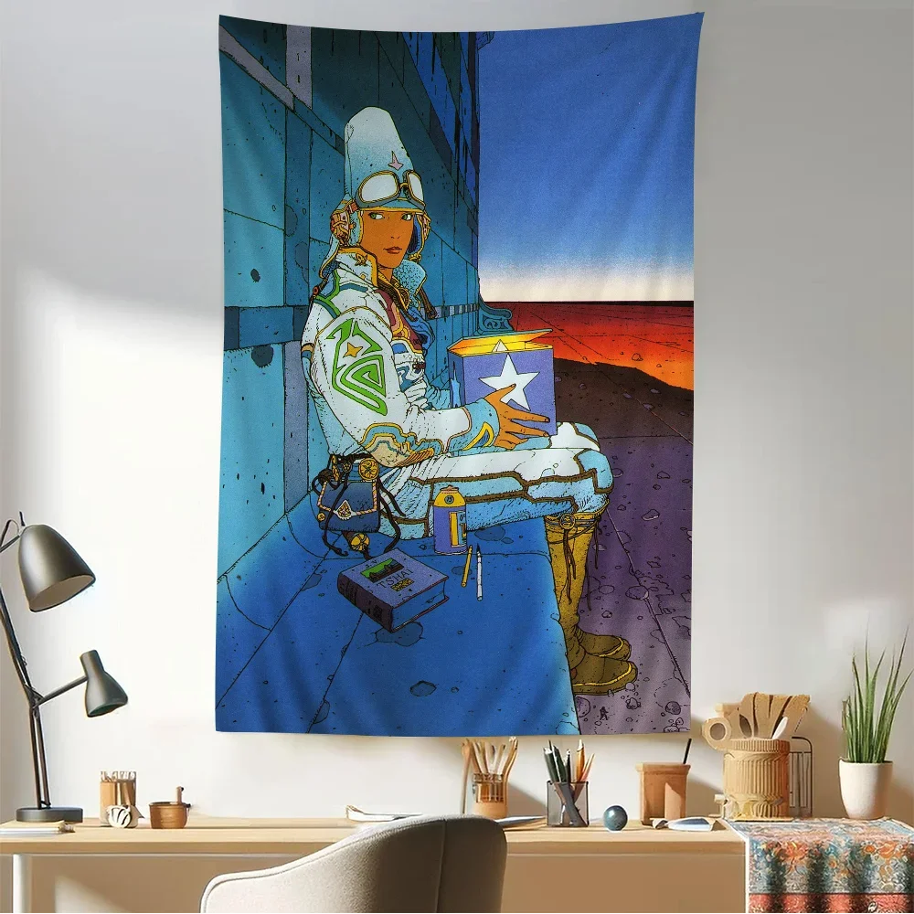 Moebius Cartoonist Hanging Bohemian Tapestry Bohemian Wall Tapestries Mandala Kawaii Room Decor