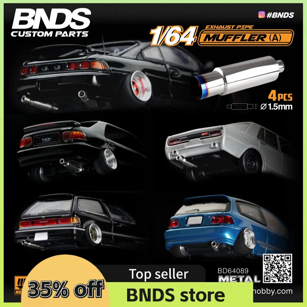 BNDS New 1/64 Metal Modified Parts Small Scale Exhaust Pipe Muffler Racing Style Pedal Set For Model Car Racing Vehicle Toy 2