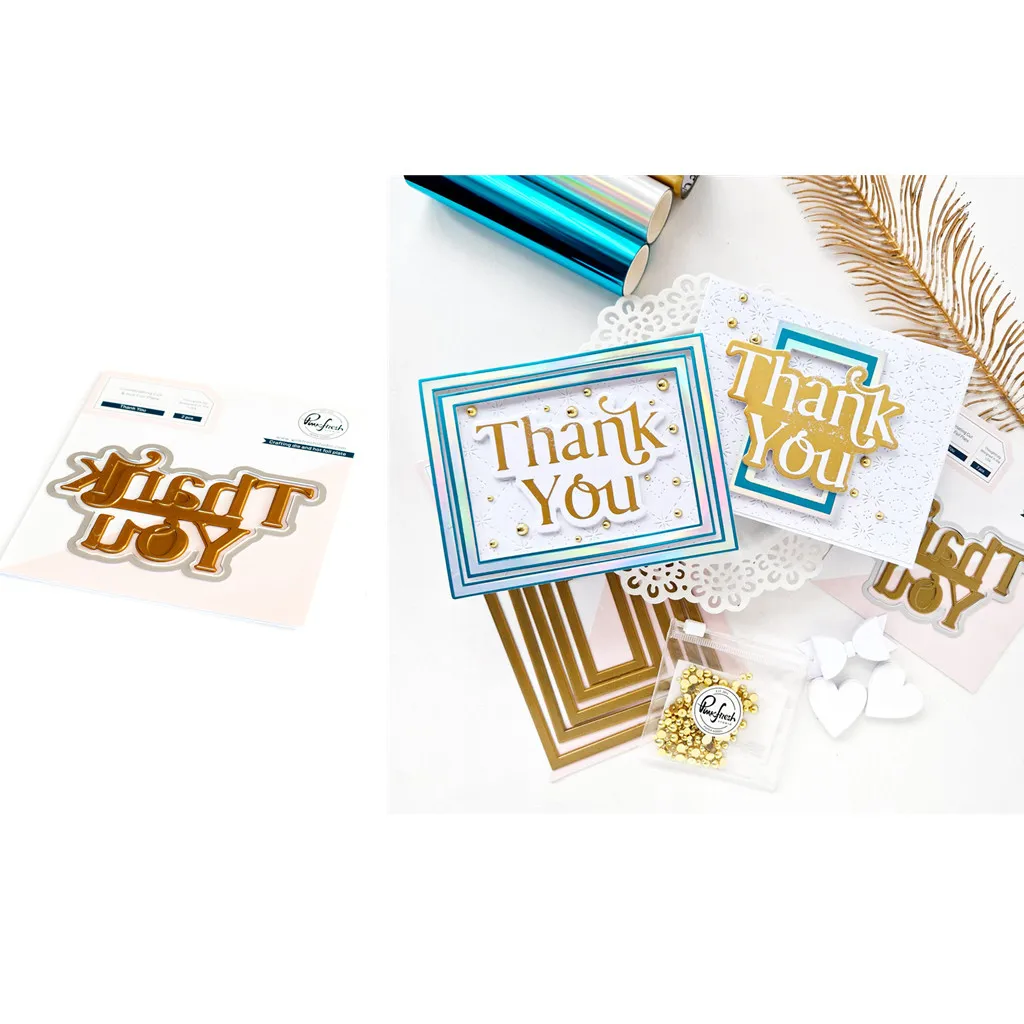 New 2023 Thanks You Hot Foil Metal Cutting Dies Scrapbook Diary
