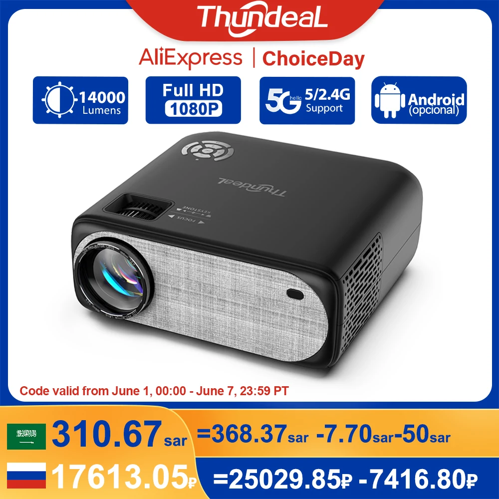 ThundeaL Full HD Projector 1080P WiFi LED Video Proyector TD97 Home Theater Android TD97W 4K Projector Movie Home Cinema Beamer