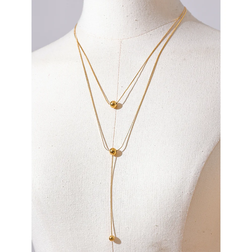 Yhpup Stainless Steel Long Layered Necklace