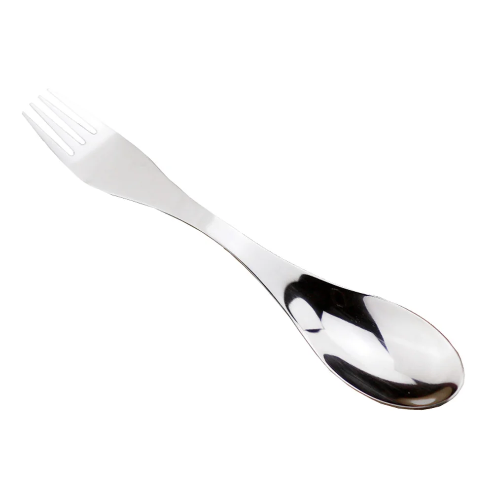 

2 Pcs Flatware Camping Tableware Portable Cutlery Double-ended Spork One Body Student Spoon Fork