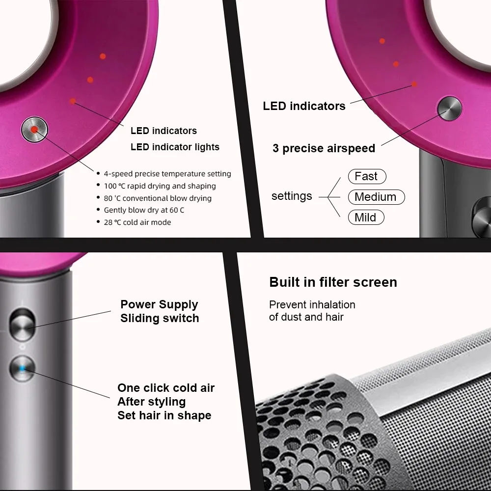 Professinal Leafless Hair Dryer Hair Care Quick Drying Home Powerful Blow Dryer Constant 200 Million Anion Negative Ions 2