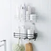 Shower Wall Shelf Punch Free Shower Shelf Black White Storage Suction Basket Storage Rack Kitchen Bathroom Accessories MJ 6