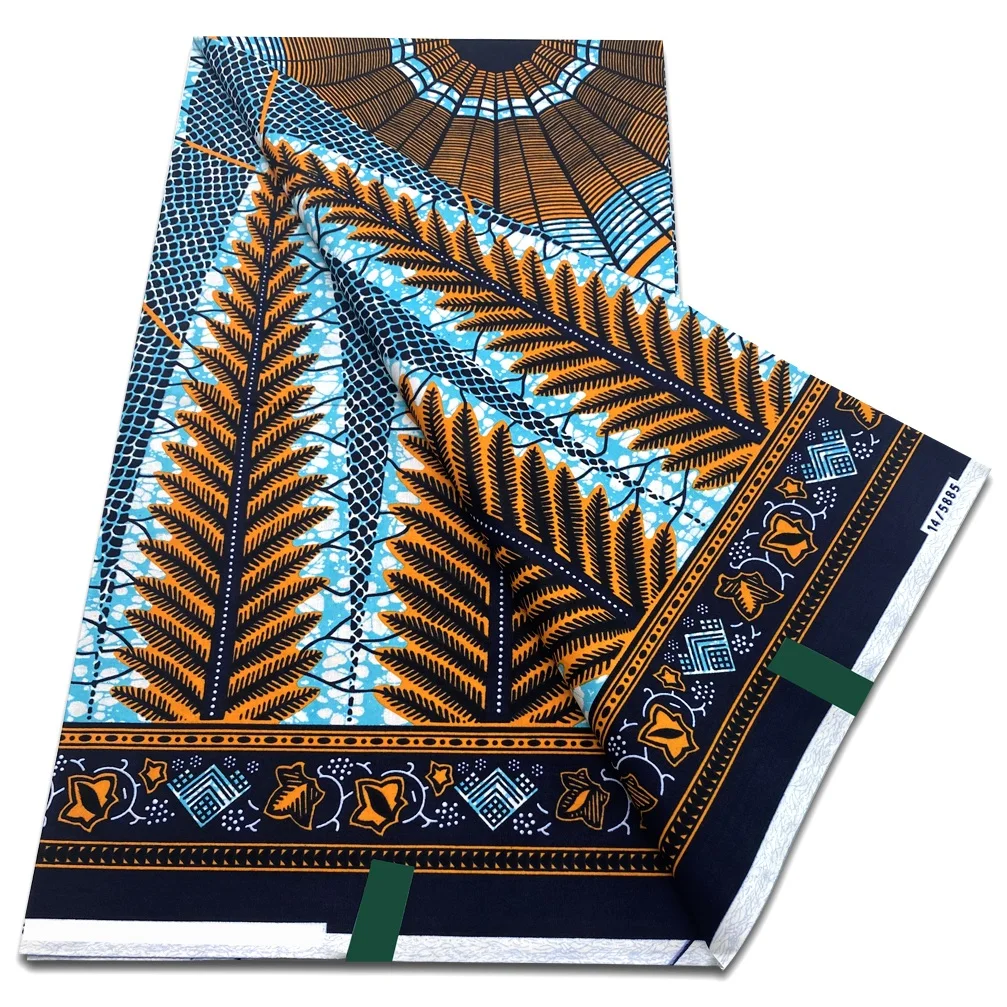 African wax fabric, clothing fabric 6yards Ankara Wax Fabric Veritable Soft Nigerian African Block Prints Wax Fabric Cotton Dutch Pagne For Women Sewing