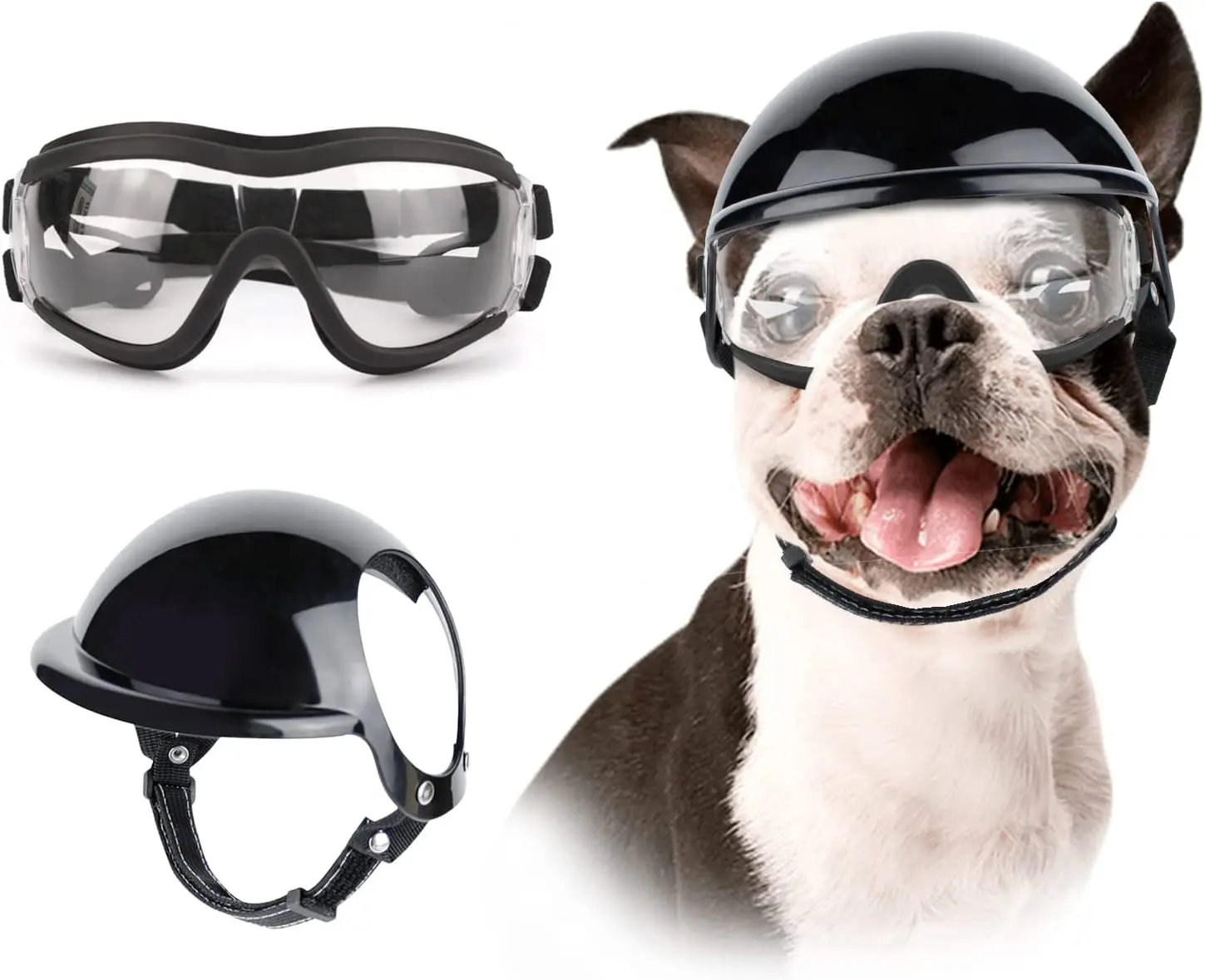 

Helmet And Sunglasses Dogs, UV Protection Sport For Pet Dog Glasses Motorcycle Hard Safety Hat