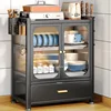 Multi-functional Kitchen Cabinets Home Small Dish Storage Cabinet Nordic Minimalist Multi-layer Kitchen Cabinet with Drain Rack 3