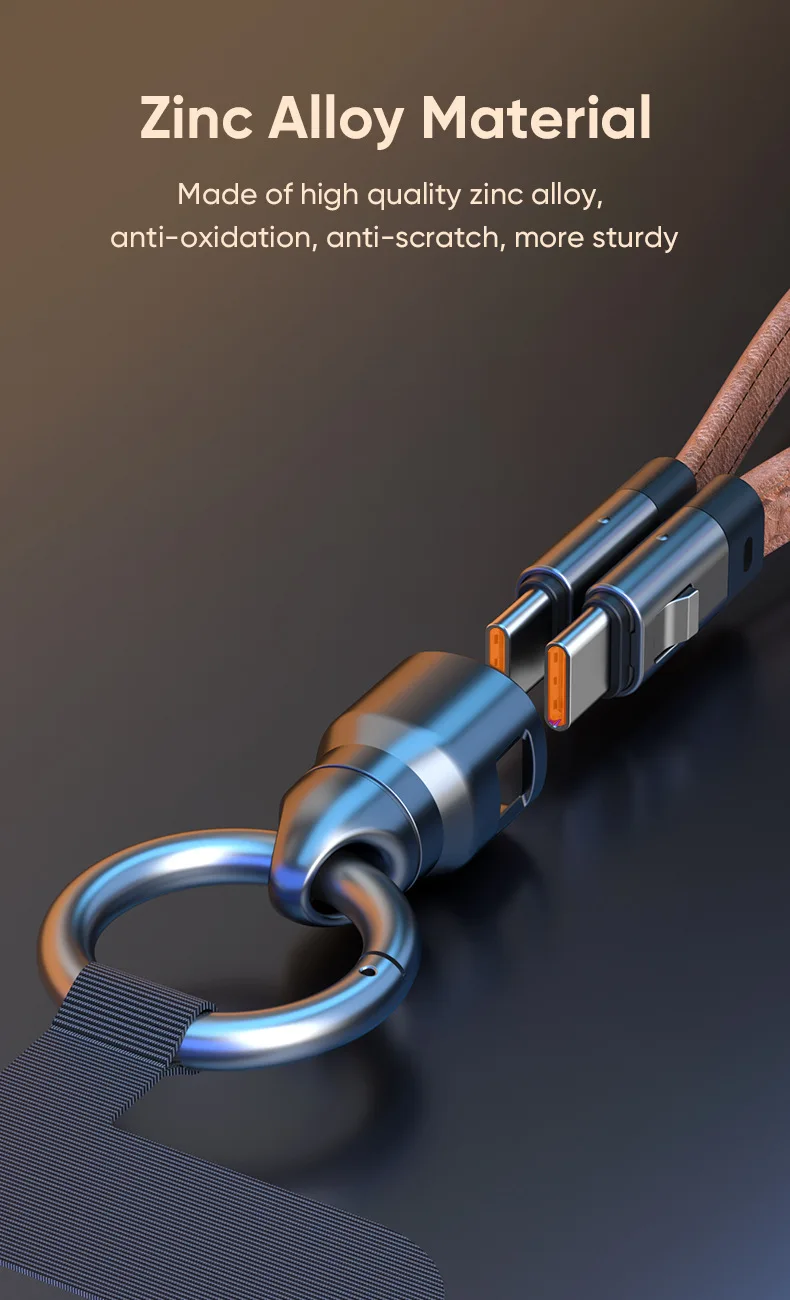 2in1 PD 240W USB Type C To Type C Fast Charging Cable Lanyard Keychain Data Cable For IPhone 15 16 Samsung Huawei Anti-lost Rope