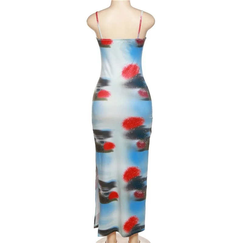 Contrast Casual For Women Dress Printed Slim Hot Backless Split Holiday Halter Dresses Outfits Off-Shoulder Summer Dress