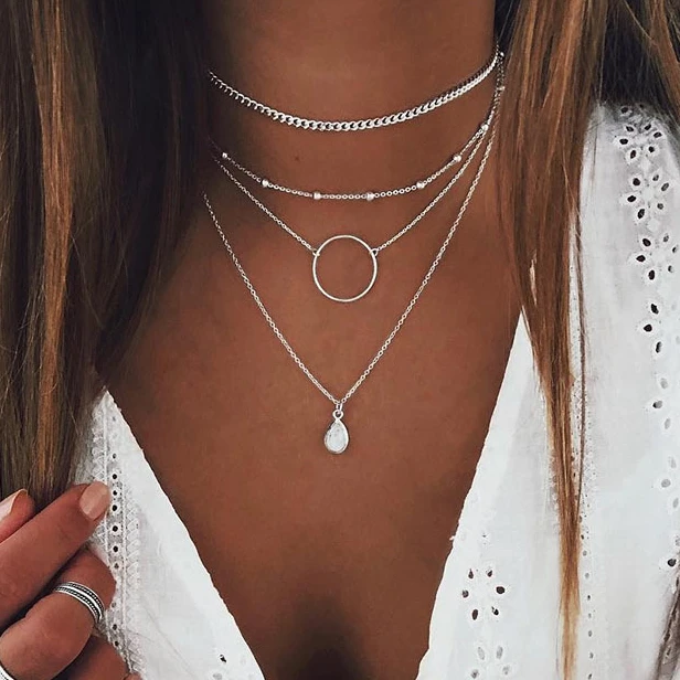 

Layered Set - By Gifts for Friendship Sister Mom- Necklace Pendant Necklace, Necklace Layered Jewelry - Silver Layered Necklaces