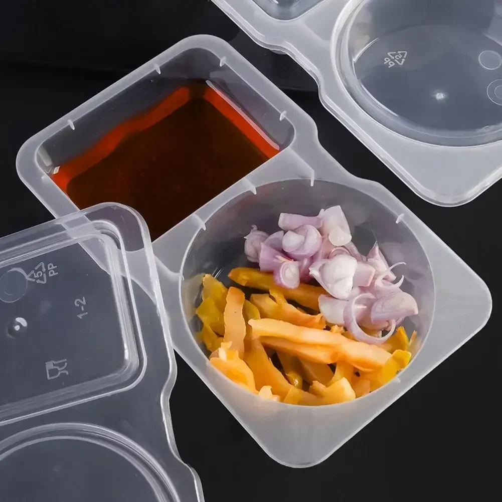 5/10/20/30Pcs Condiment Container Holder Dual Compartment Spice Box with Lids Reusable Snack Container for Dips Sauce