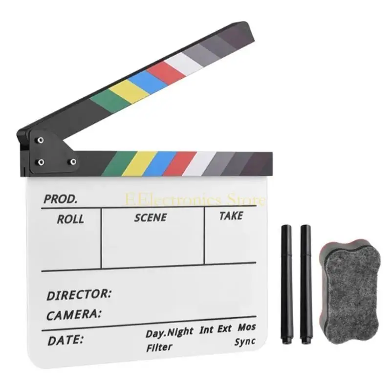 Clap De Cinéma Acrylique 24x30 Cm – Avec Effaceur Magnétique Et Stylos – Pour Tournage Film, Studio, Cadeau Réalisateur - 8