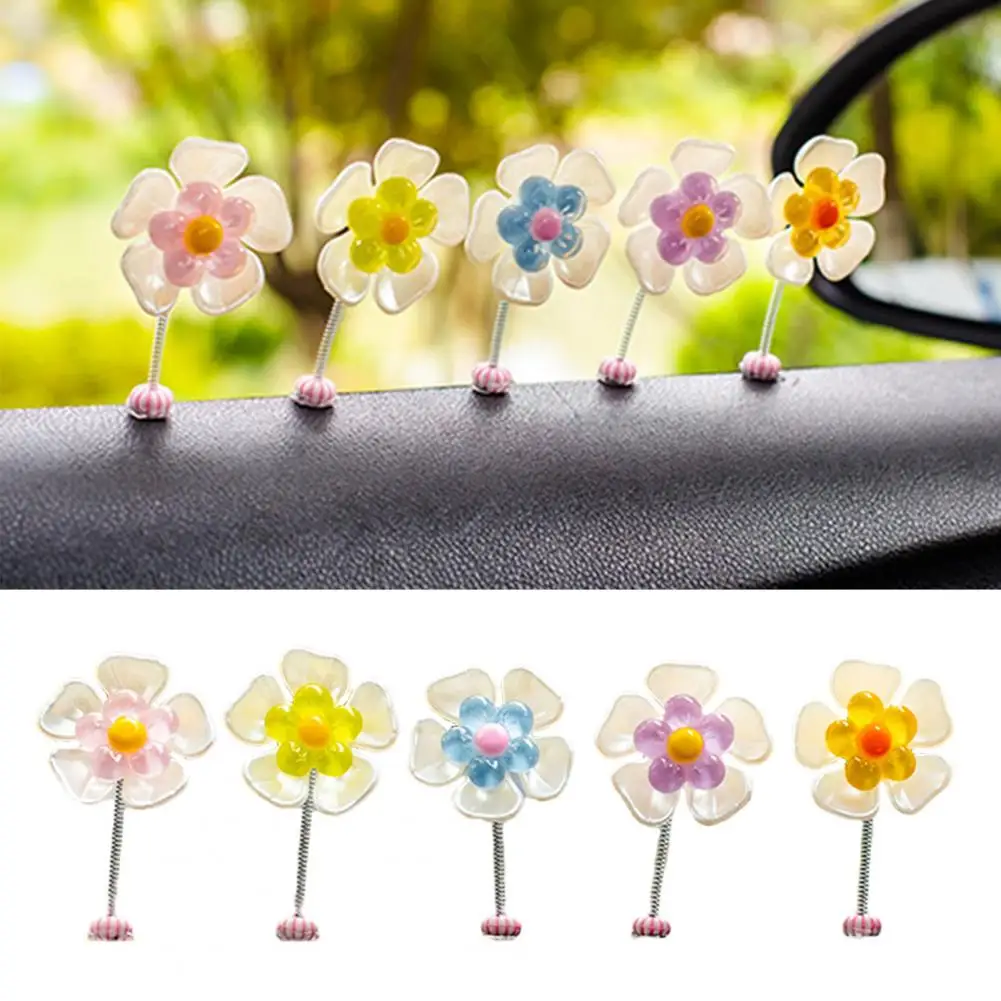 

Car Ornament Set of 5 Adorable Sunflower Shaking Head Ornaments for Car Dashboard Home Office Desk Decor Cute Accessories Car