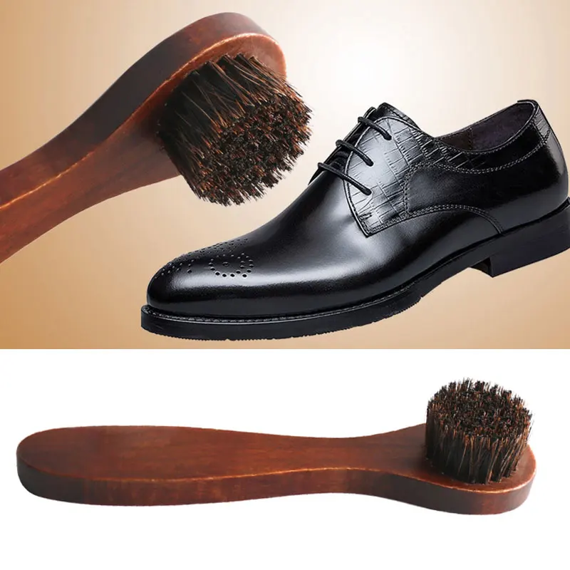 1Pcs Round Head Horse Hair Shoe Brush Leather Cleaning Brush Long-handled Brush For Cleaning Shoes Soft Sneaker Brush Slippers 5
