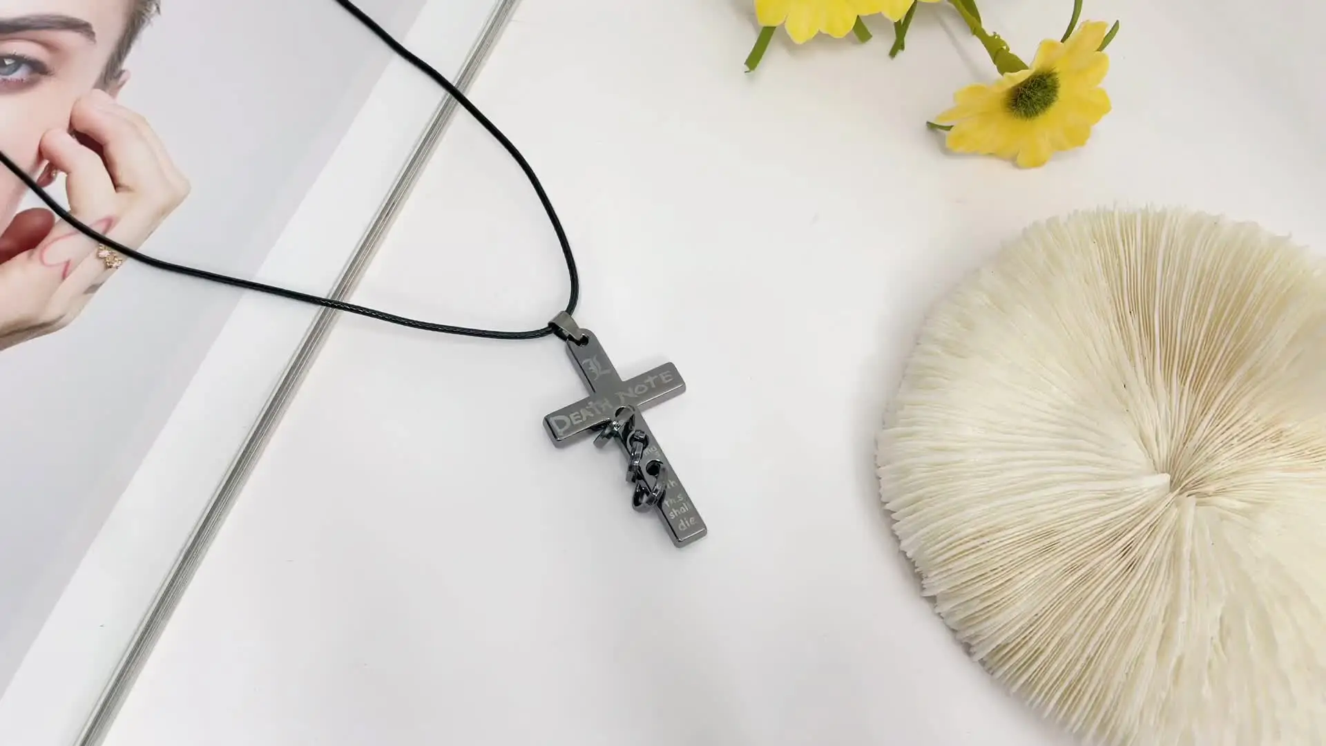 Death Note Cross Pendant NecklaceCool Hip Hop Street Vintage Y2K