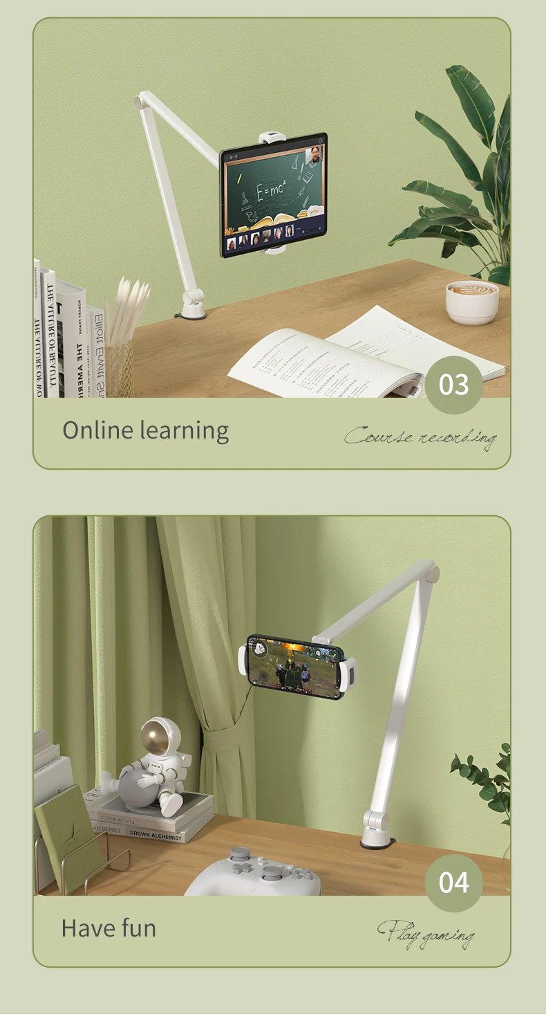 Ledetech Long Arm Clip Phone Holder Stand Tablet Clamp Holder Table