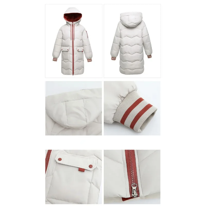 2023 New Women Down Cotton Coat Winter Jacket Female Mid Length Version Parkas Loose Thick Warm Outwear Hooded Fashion Overcoat