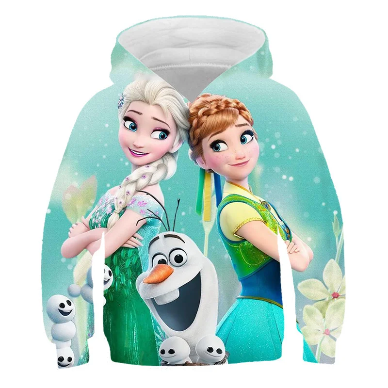 

New Fashion Frozen 2 Hoodies Printing 3D Girls Elsa Princess Long Sleeve Sweatshirts Spring Autumn Hooded Tops 1-14 Years Old