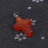10PCS Natural Stone Red Agate Cross shaped Pendant Christian Jewelry Making DIY Necklace Earrings Accessories Gift 2