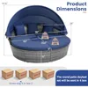 Round Outdoor Daybed, Wicker Rattan Sectional Sofa Set w/Retractable Canopy, Washable Cushions & Height Adjustable Co 3