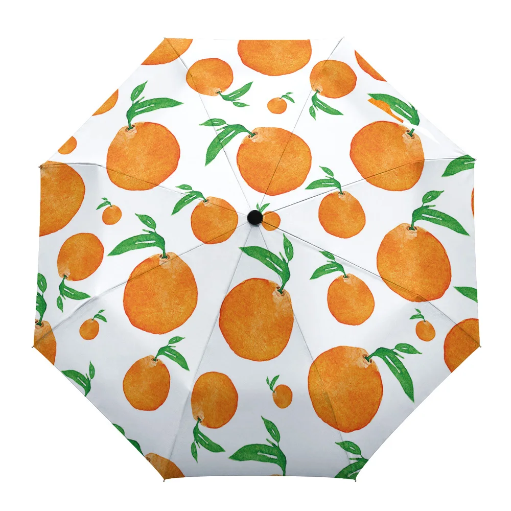 

Orange Watercolor Fully-automatic Parasol Umbrella Eight Strand Umbrella Foldable Rain Outdoor Umbrella for Kid Woman Male