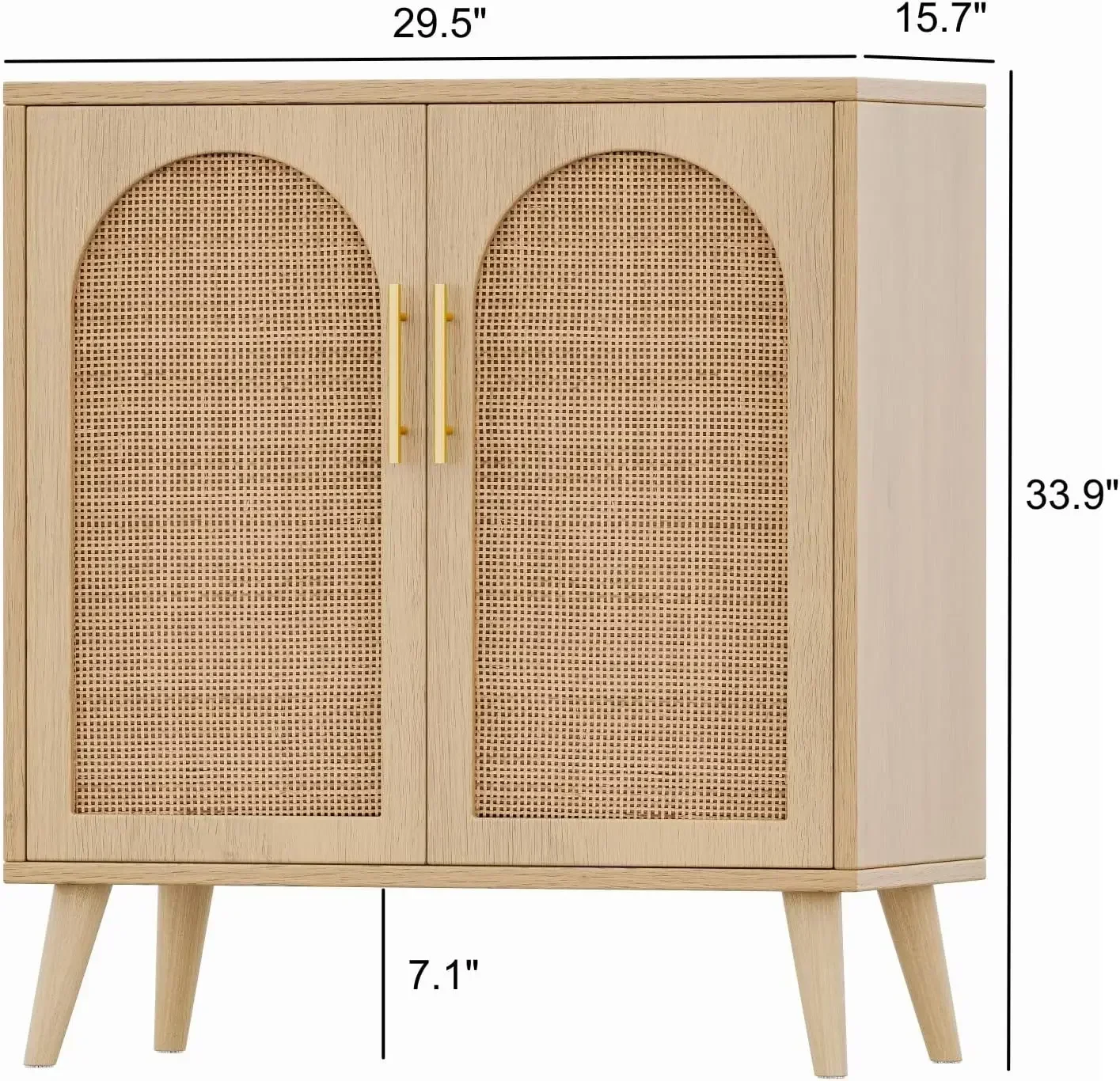New2025-Rattan Storage Cabinet with Doors, Accent Bathroom Floor Cabinet, Modern Sideboard Buffet Cabinet for Living Room, Entry