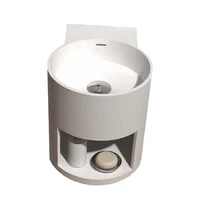 อ่างล้างหน้าแบบแขวนผนังสำหรับห้องน้ำ อ่างหินผิวแข็งแบบแขวนพร้อมตู้เก็บของ รุ่น WD38479CR 5