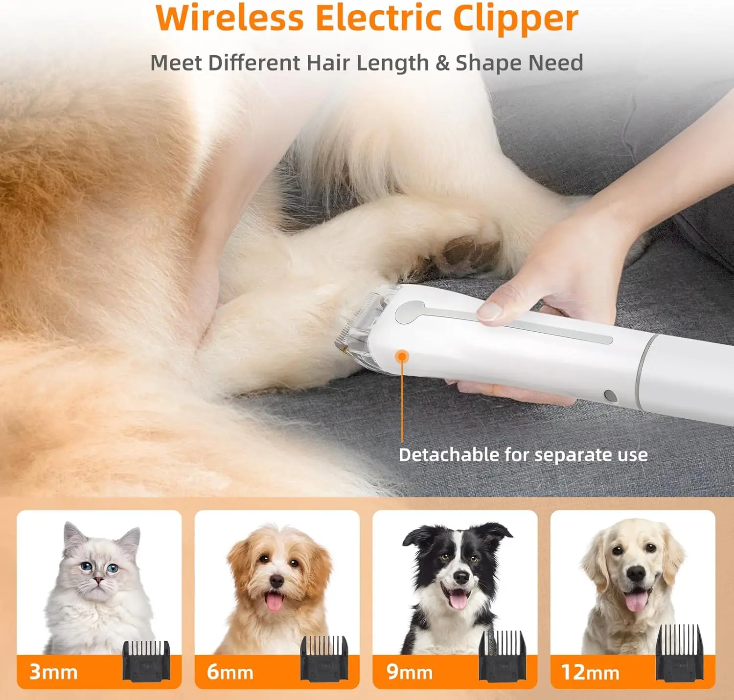 NPET Dog Grooming Kit 6 Grooming Tools Pet Hair Vacuum Suction & Dryer 2 in 1 For Shedding Dogs Cats