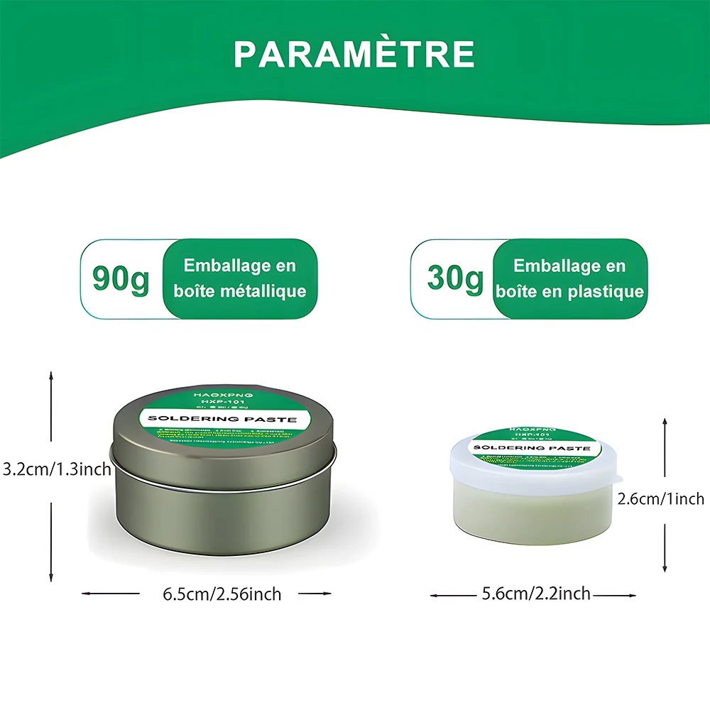 Pâte à souder sans halogène faible acide 30g/90g pour réparation électronique