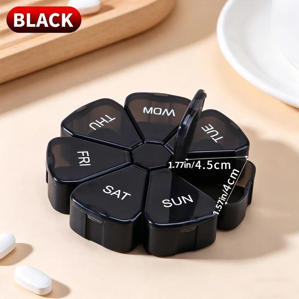 Colorful Flower Design Portable Pill Box - 7-Day Organizer