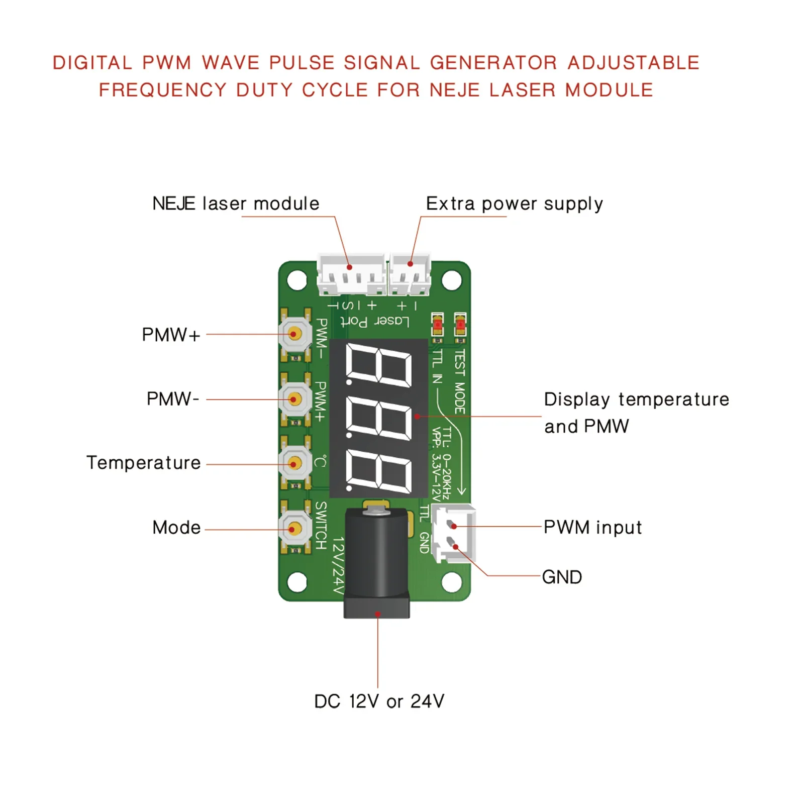 NEJE PWM/temperature Laser Switch Board For Laser Module With Cable