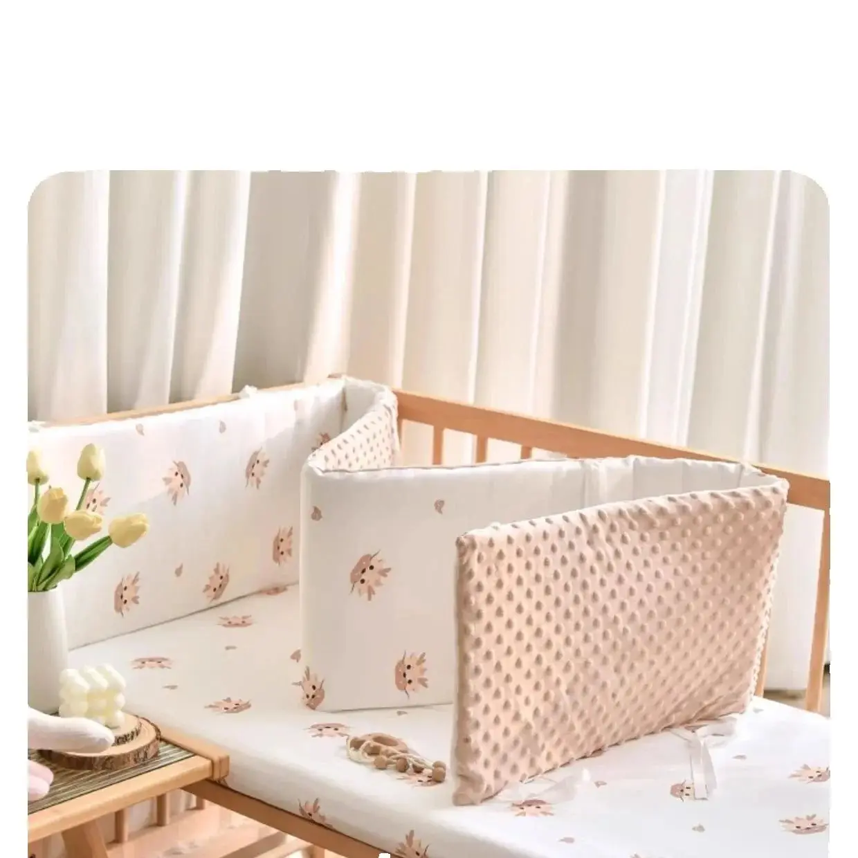 2M Cotton Crib Bumper for Protection Wrap Baby Anti-bite Solid Color Bed Fence Guardrail Newborn Care Baby Safety Bedding crib bumper