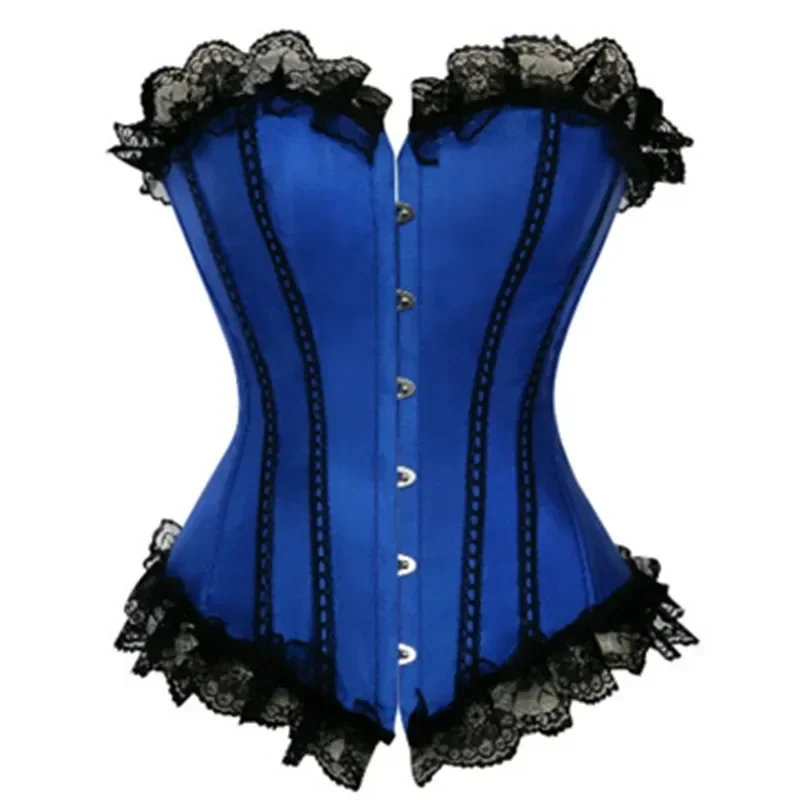 

Corset Bustier With Vintage Lace Up Trim Gothic Satin Corsets Overbust Costumes Ladies Shaper Victorian Corset Top