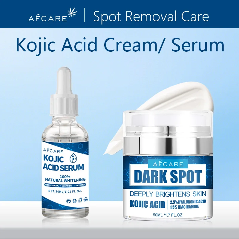 Kojic Acid Fade Dark Spot Face Cream Freckle Removing Facial Essence Nicotinamide Whitening Brightening Skin Care Set