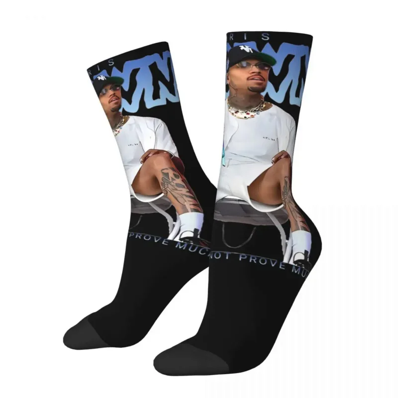 

Chris Brown Singer Merchandise Crew Socks Non-slip Pop Music Graphic Middle Tube Socks Super Soft for Unisex Wonderful Gifts