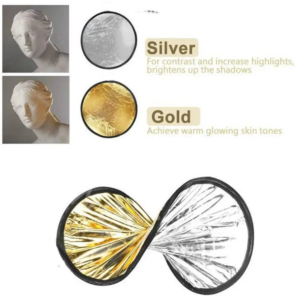 Portable 30CM Round Reflector Gold Silver Two-in-one Reflector Mini Photography Live Lighting Photo Supplement Light Board photography reflector