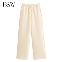 BSAY Women Fashion Autumn 2pcs Solid Long Sleeved Zip Hooded Sweatshirt Loose Jacket Female Straight Pants Two Piece Set - Image 6