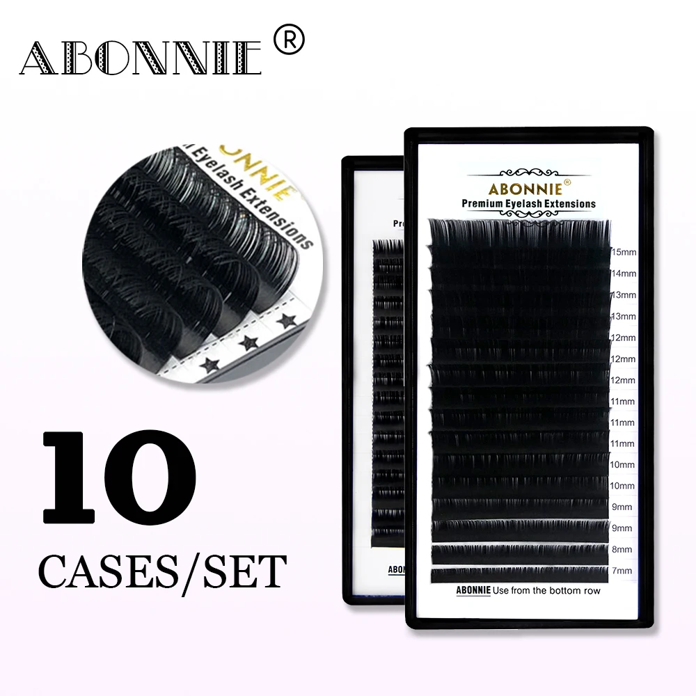 

10pcs/lot Abonnie Classic Individual Eyelashes Extensions Premium Volume Trays All Size Fluffy Cilios Supplies