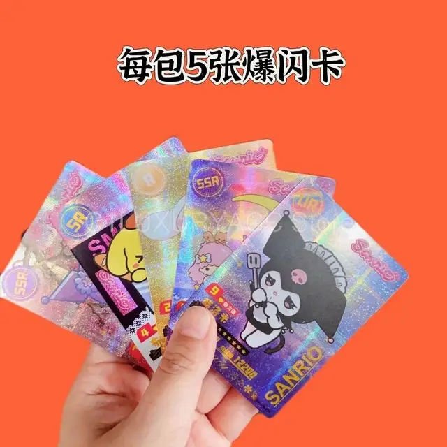 Newest Sanrio Kuromi Hello Kitty Shining Card Cartoon My Melody Cinnamoroll Trading Card Children Table Toys Christmas Gifts 4