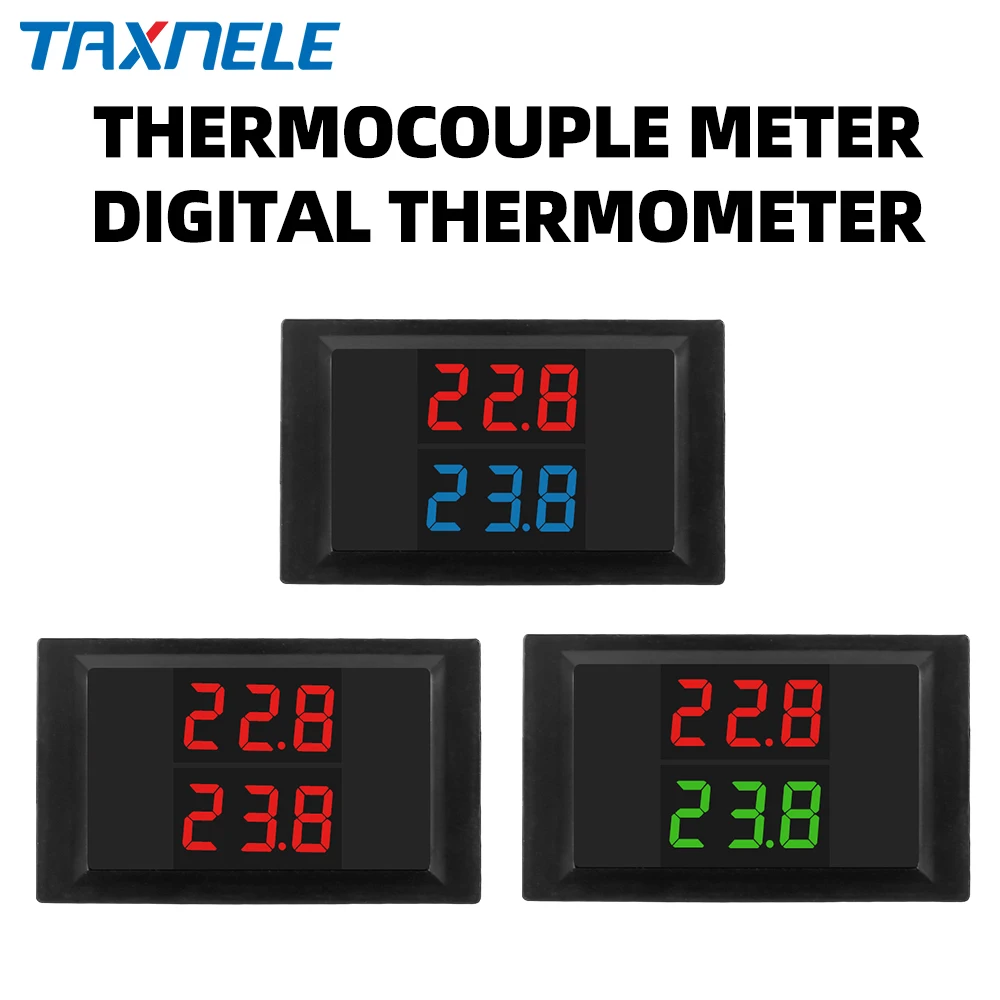 DC 12V 24V LED Dual Display Digital Thermometer Temperature Sensor Tester Dual NTC Waterproof Metal Probe 4V-28V For Car Digital thermometer Temperature sensor