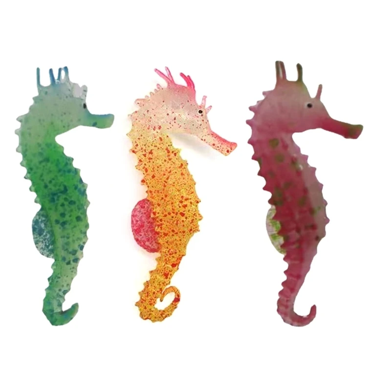 

Y1UB Soft Silicone Aquarium Seahorse Artificial Fish Ornament Glowing in Light