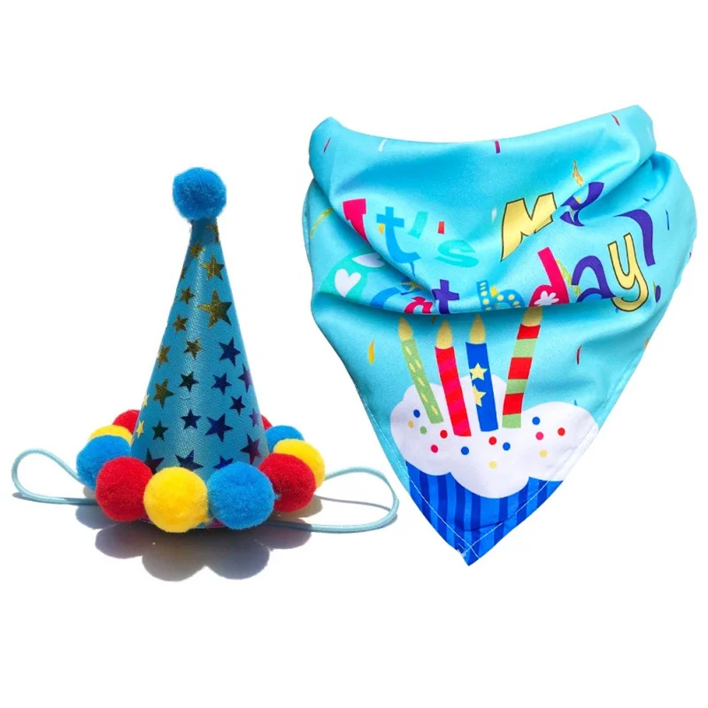 Pets Dog Happy Birthday Decoration Dog Costume Hats Bowknot Bandana Neckerchief Bibs Banners Party Cat Dog Pets Accessories 3
