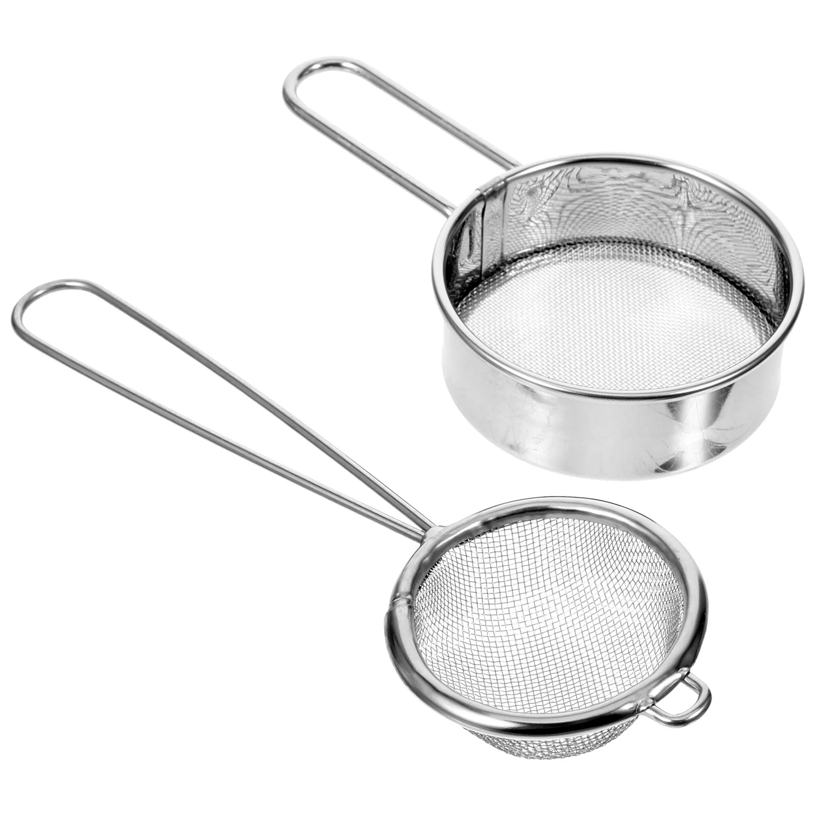 

2 Pcs Hand Held Flour Sieve Stainless Steel Sieves Face Powder Fine Flour Mini