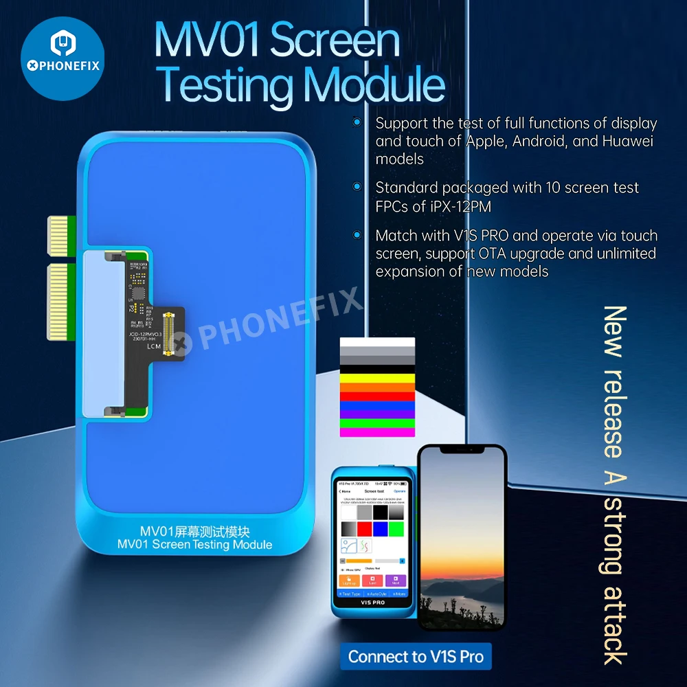 JCID MV01 Screen Testing Module V1S Pro Programmer for Apple iPhone Screen Full-functions Testing for Huawei Samsung Xiaomi VIVO