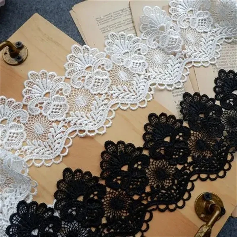 Lace Ribbon Lace Sewing Supplies Lace Sewing Accessories Cotton Ribbon 8CM Wide Cotton Embroidered Fringe Ribbon 3d Flowers Lace Trim Curtains Dress DIY Home Sewing Supplies