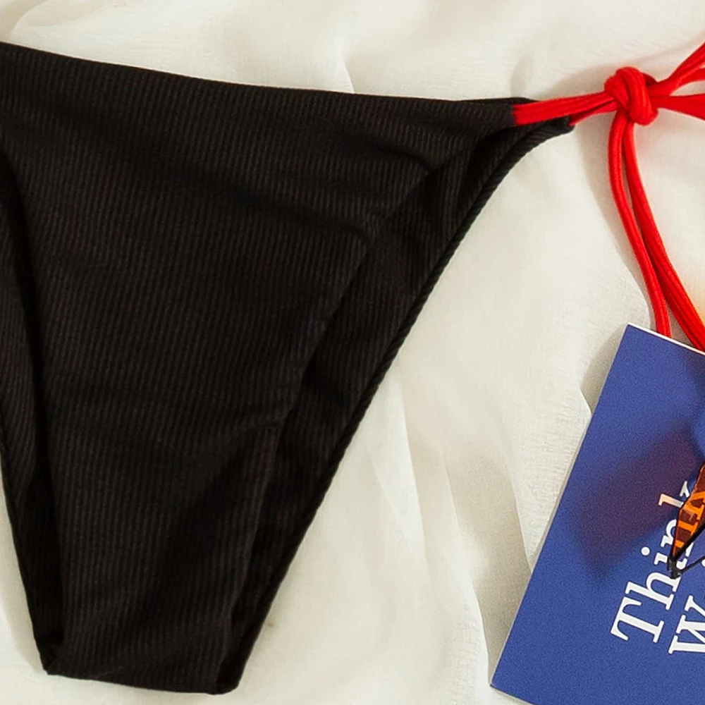 Swimsuit 2022 New Summer Contrast Binding Underwire Tie Side Bikini Fashion Lady Beachwear Beach Bathing Brazilian Suits