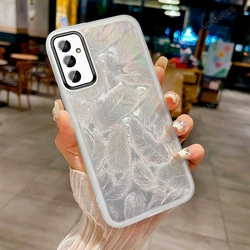Elegant Glitter Feather Pattern Silicone Soft Case for M53 5G (YM White)