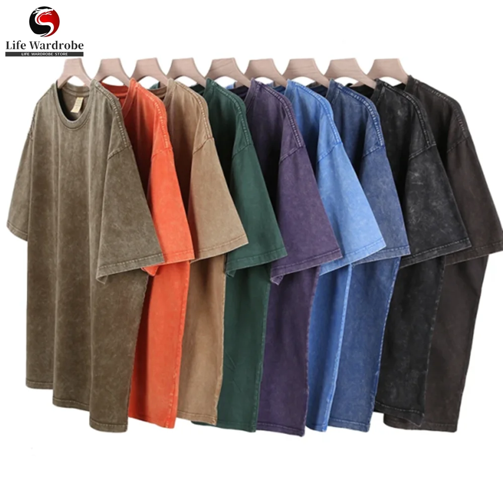 

Men Vintage Wash casual Tshirt Wholesale 280gsm Cotton Blank Mens Short Sleeve T Shirts