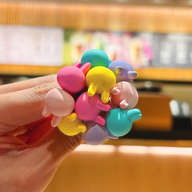 2/10/18 Pcs/Set Baby Girls Cute Quicksand Cartoon Fruit Hair Bands Children Lovely Scrunchies Rubber Bands Kid Hair Accessories Matte rabbit-10 Pcs